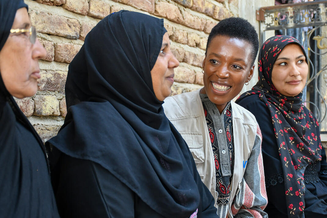 <p>Nyamayaro (second from right) speaks to women participating in a project that grants them ‘micro-loans’ for business activities near Luxor, Egypt</p>